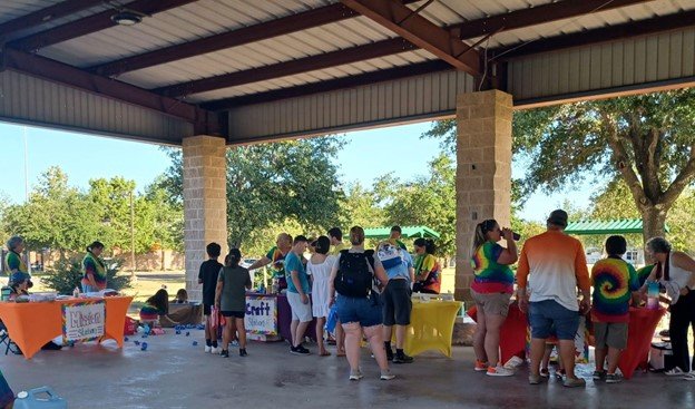 A view of some of the stations under the pavilion.