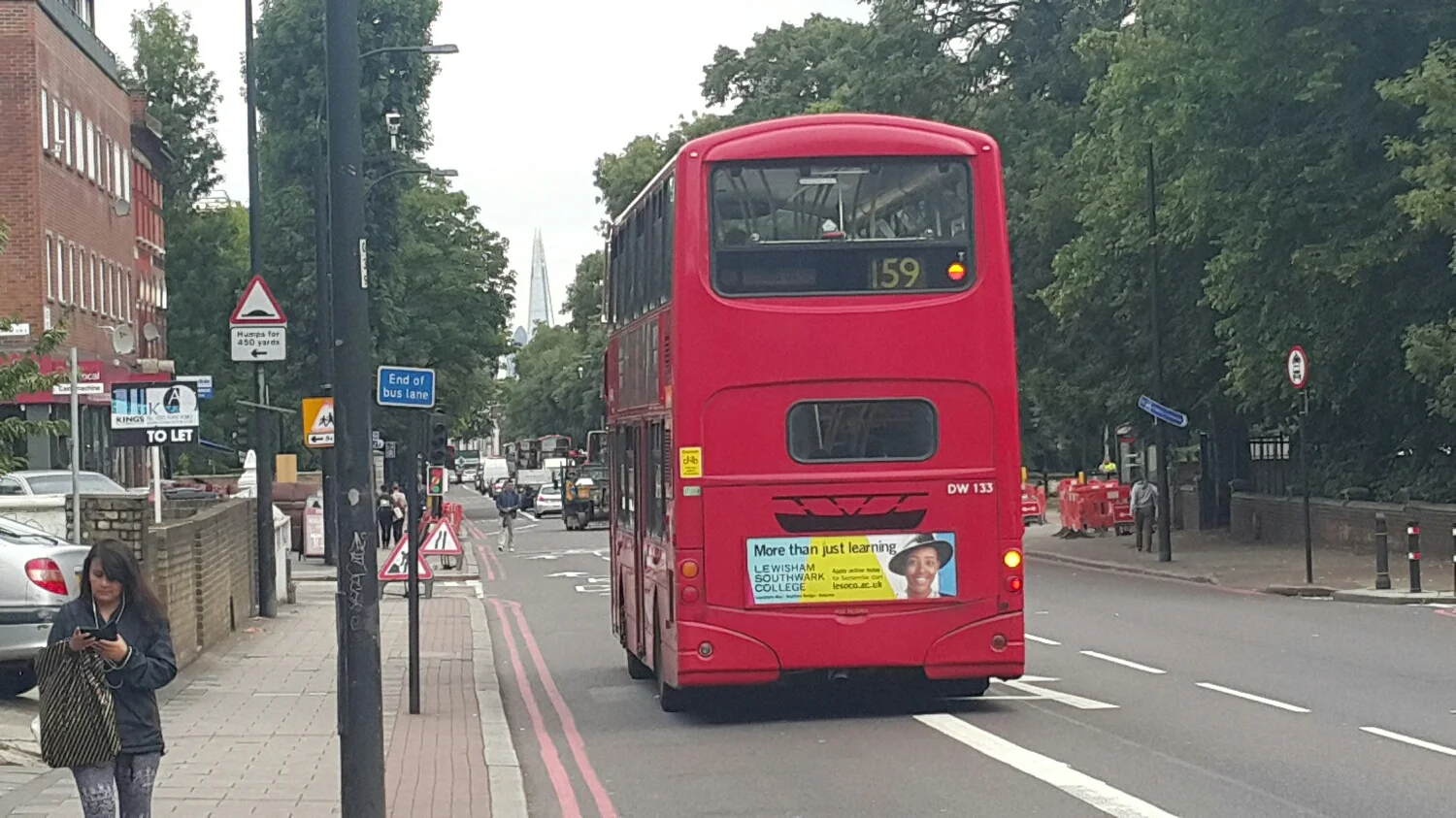 Heading in on the A23, the 306m high Shard building in the background 