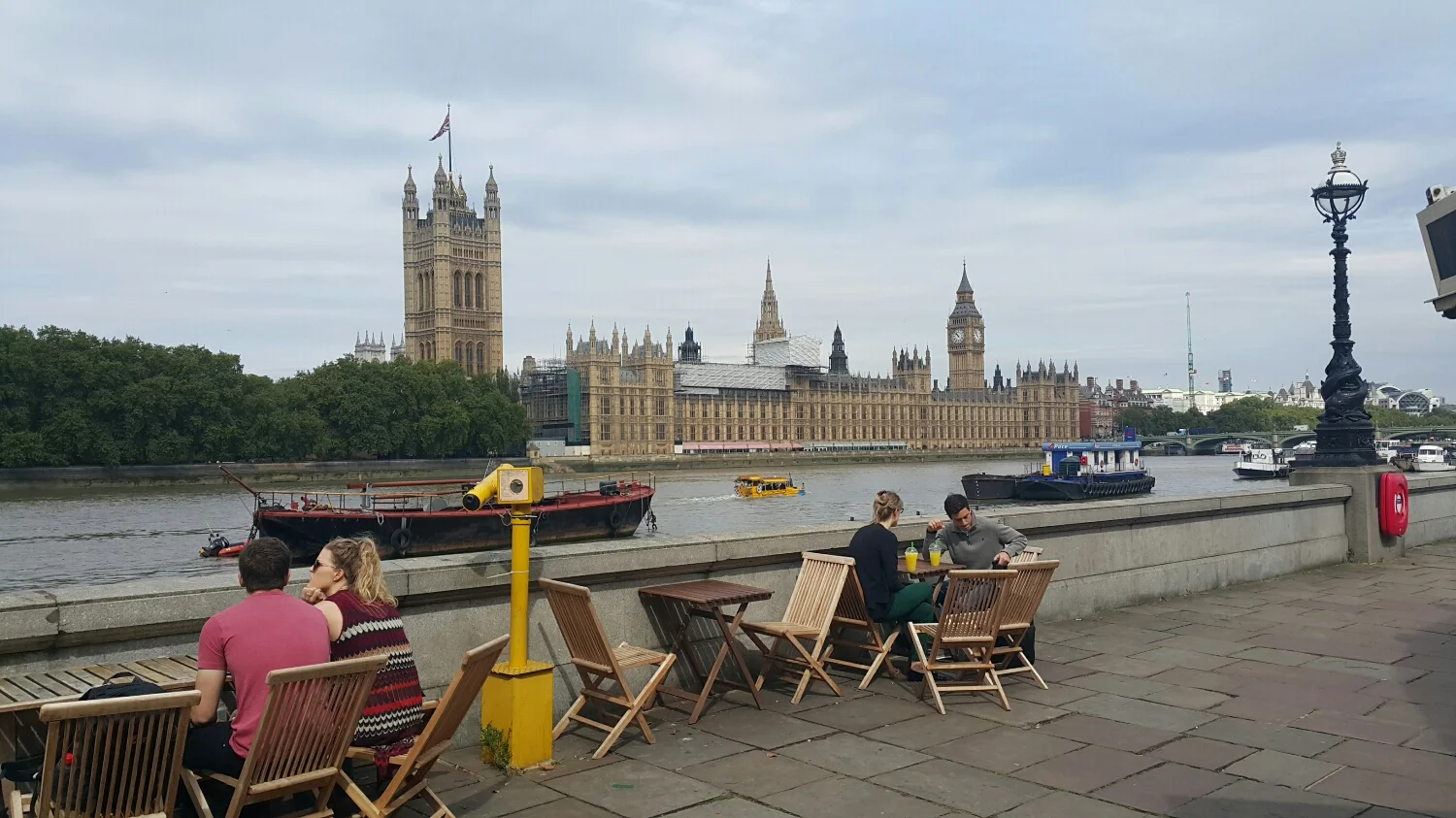 My first stop for a hot chocolate and a view over the Thames to the houses of Parliament and big Ben