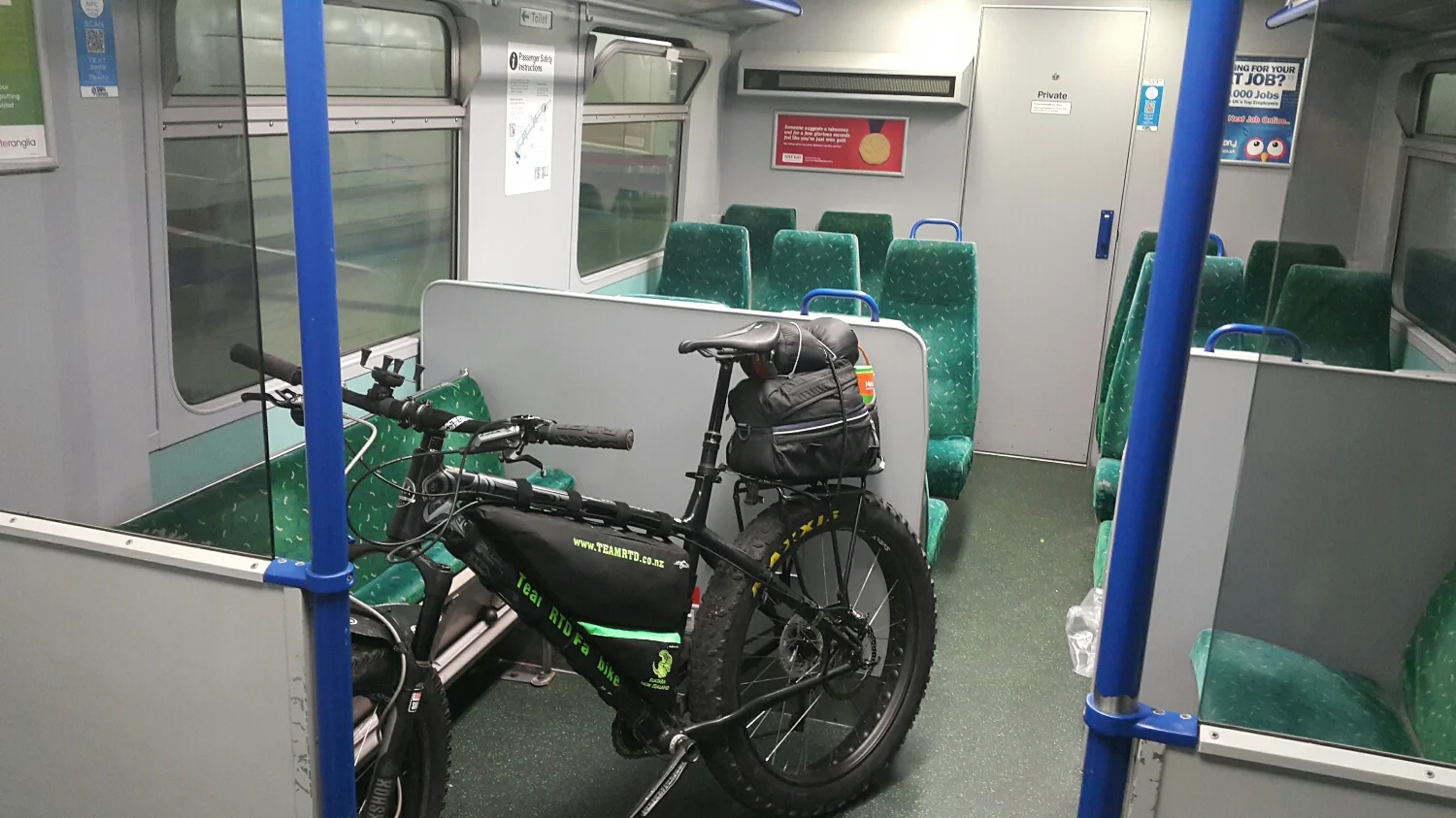Bike on the train. Just put it anywhere they said.
