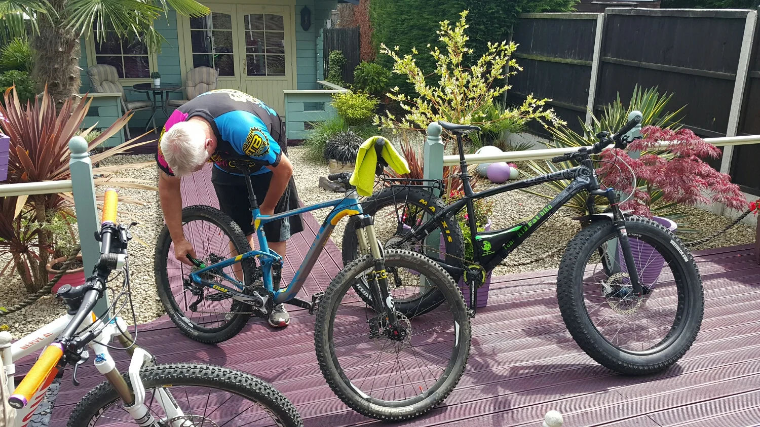 Rob getting the bikes ready for a ride over to meet Michael Travers at the 2012 Olympic course.