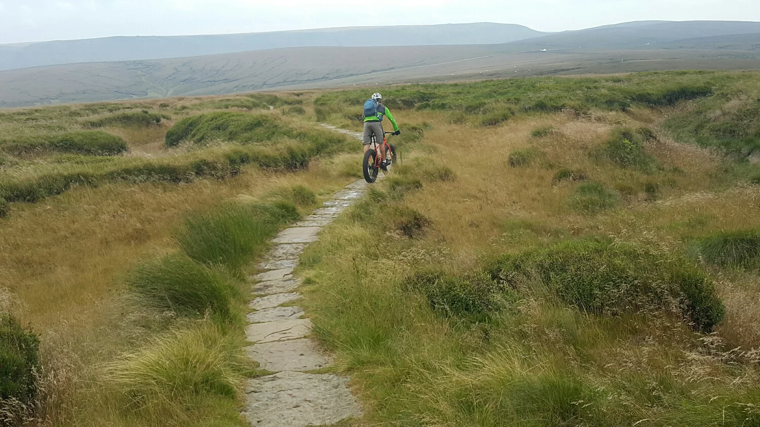 Lots of sections made of hand laid stone across the peat.