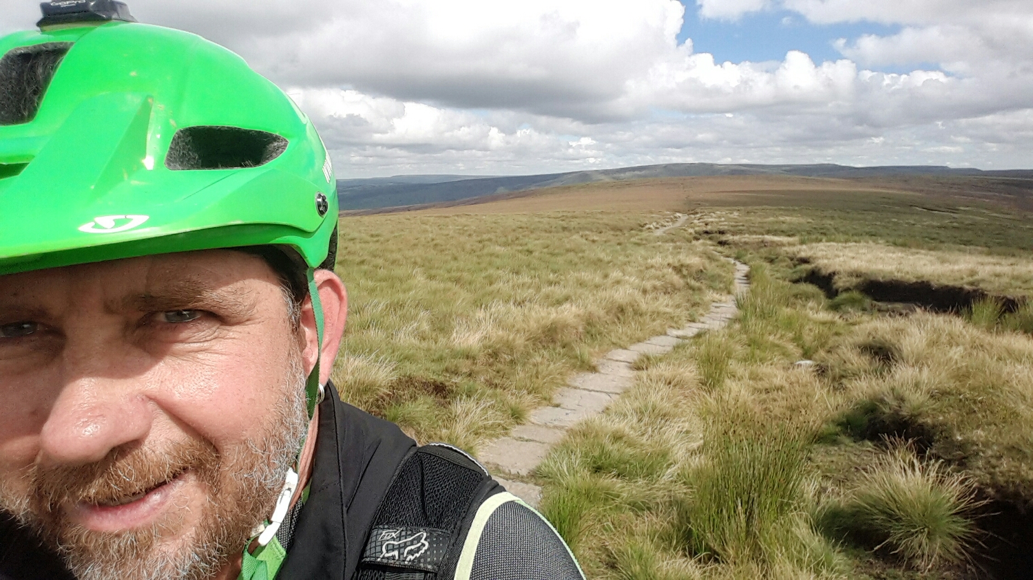 This is the Pennine way. It runs across the top of England from one side to the other. There are 1000s of meters of these hand laid stone slabs that run across the tops.