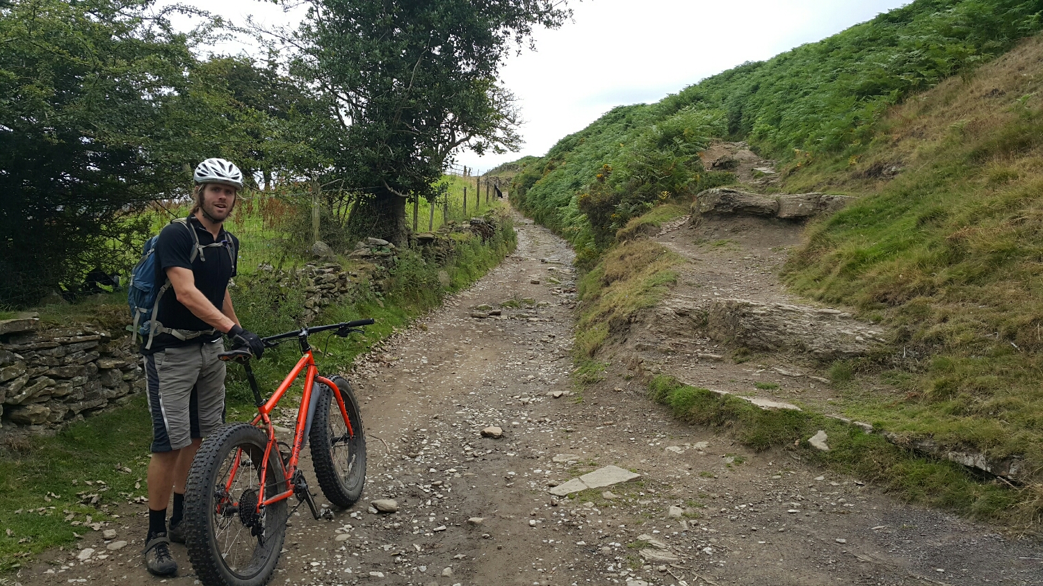 Pete getting ready to climb up this old Roman road.