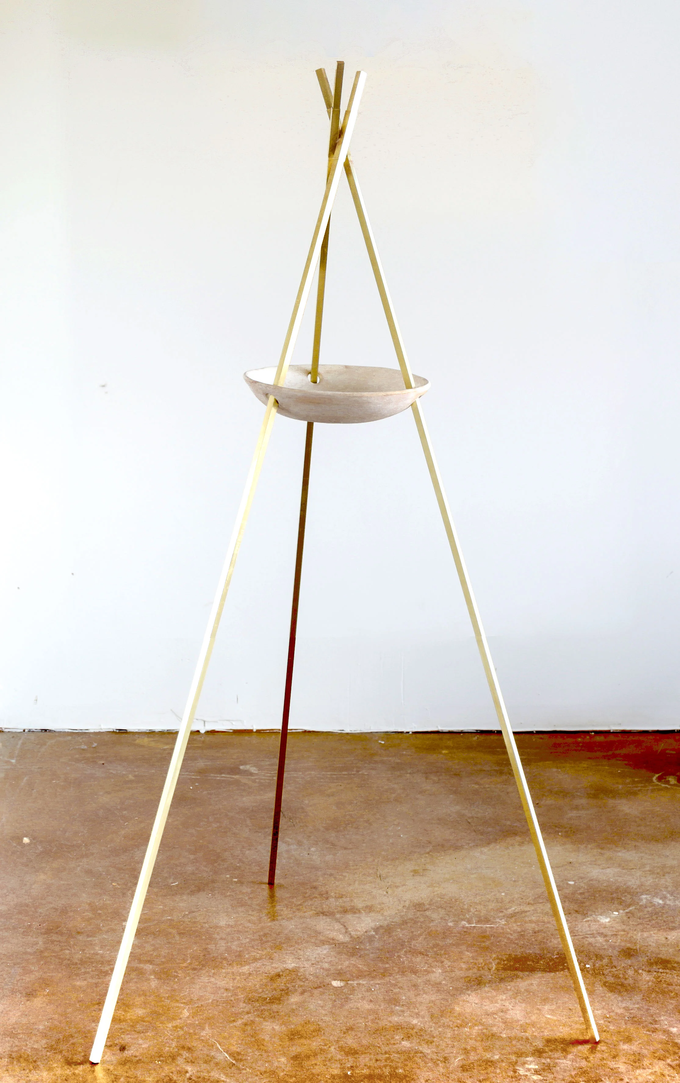 Brass and Ceramic Fire Bowl, 34" x 32" x 60"