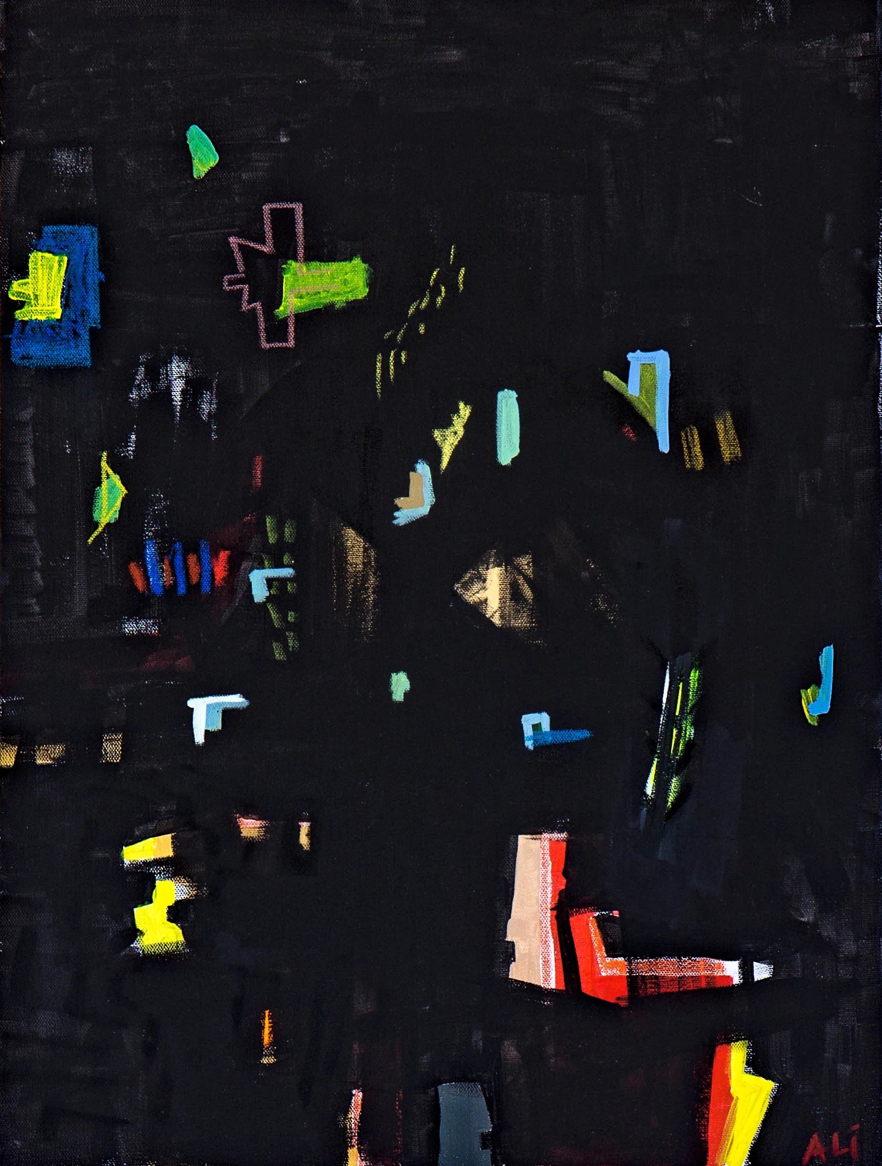 Origins of the Night Ceremony Clay, Pigment, Acrylic and Oil on Canvas 24" x 18" $1400