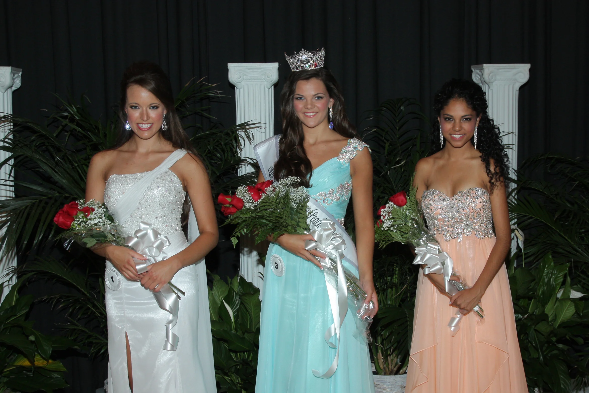 Left to right:&nbsp; First Runner Up&nbsp;Sarah Atkerson, 2014 Lexington County Peach Queen Kaylee Cuthbertson, and Second Runner Up Meera Bhonsle`.