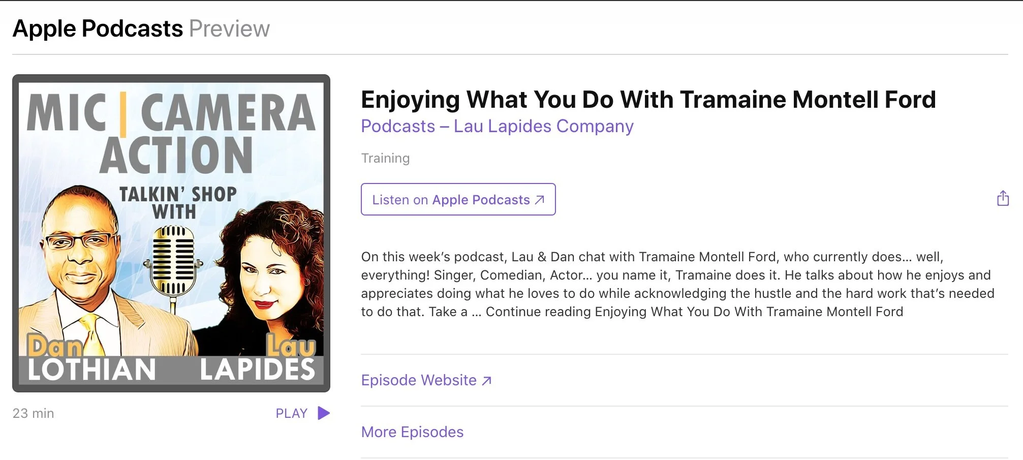 | Apple Podcasts Interview May 23rd, 2019 Enjoying What You Do With Tramaine Montell Ford |