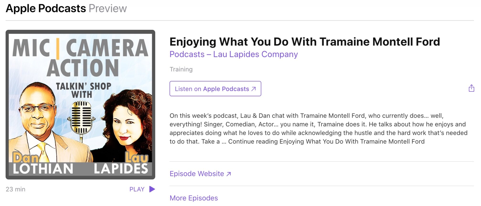 *If episode expires on Apple Podcasts, still listen here on Listen Notes or Lau Lapides Website.