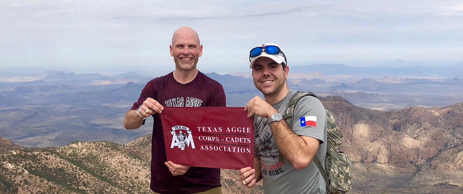 Tom Pool ’96 and Mason Brooks ’16 recently took a hiking trip to Big Bend National Park. They are standing at the top of Emory Peak, the highest mountain peak in Big Bend..jpg