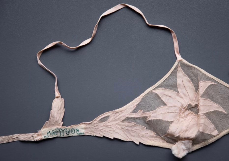  silk floral applique bra by Maryvon, c. 1930s, France. archived at the  Underpinnings Museum .  