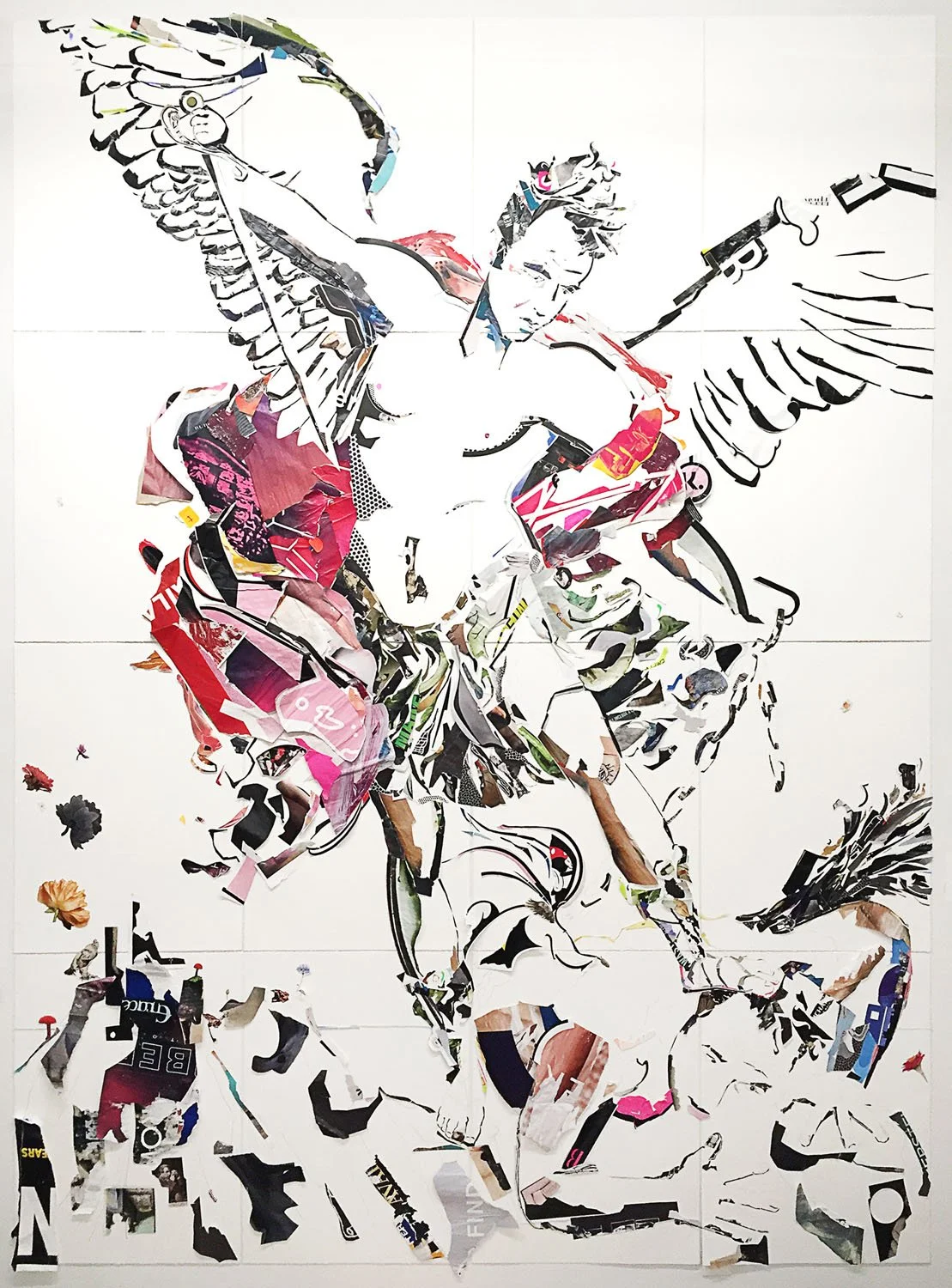  “Double portrait of the artist as Angel and Devil (after Guido Reni)”  2022-2024  collage on watercolor paper  89”x120” 