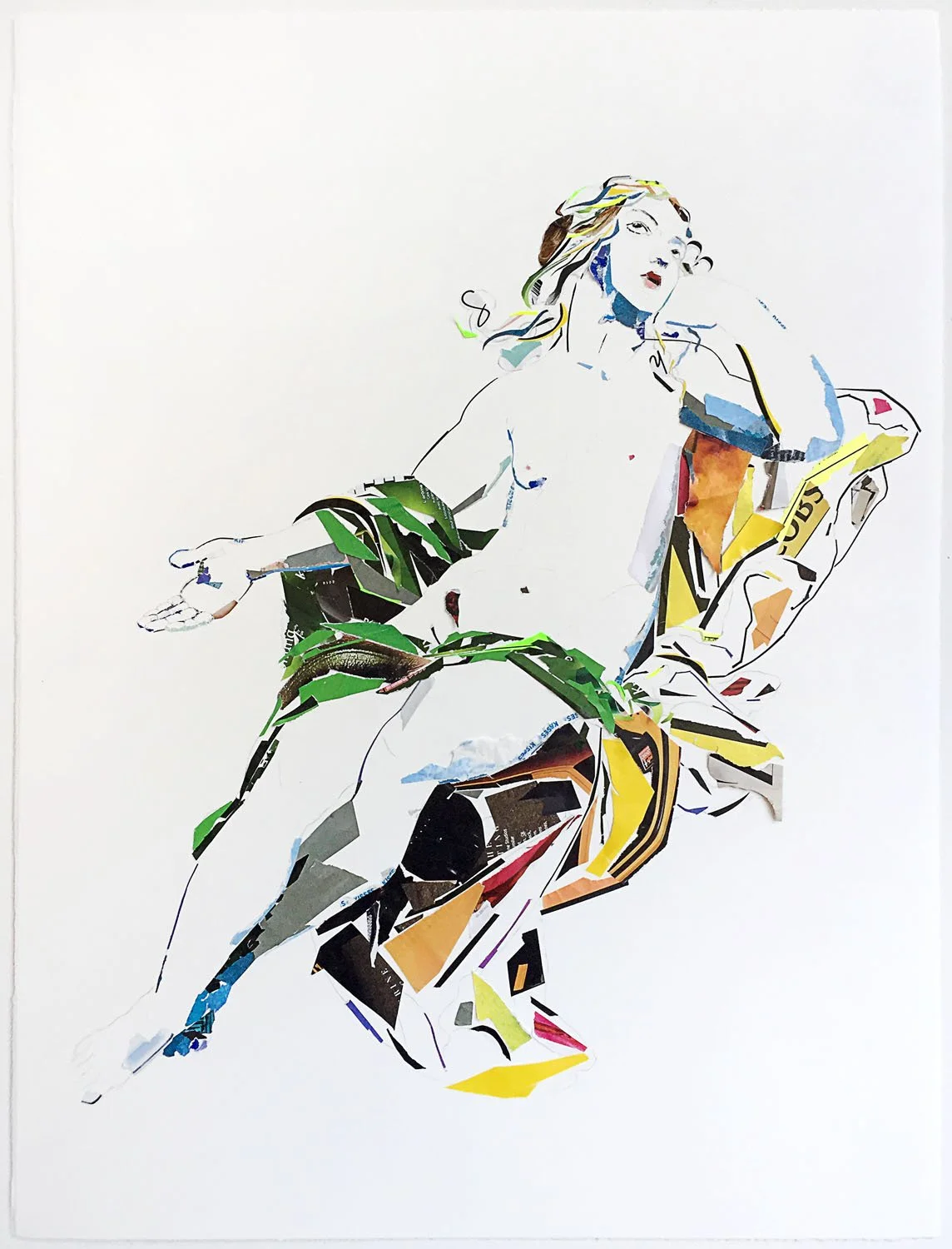  “Study of Ariadne (after Guido Reni)”  2019  collage and pencil on watercolor paper  22”x30” 