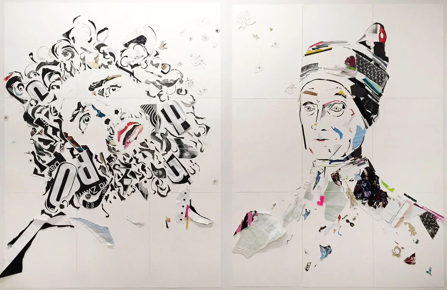  “Flower Power”  2022  collage and pencil on watercolor paper  132”x90”       