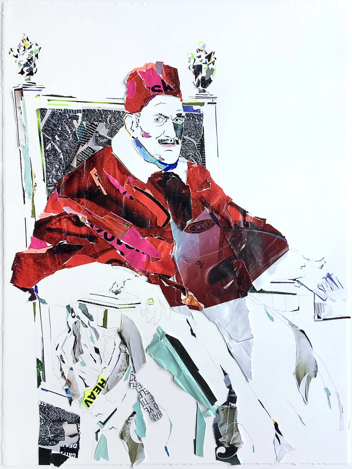  “Pope Innocent X (after Velazquez)”  2019  collage on watercolor paper  22”x30” 