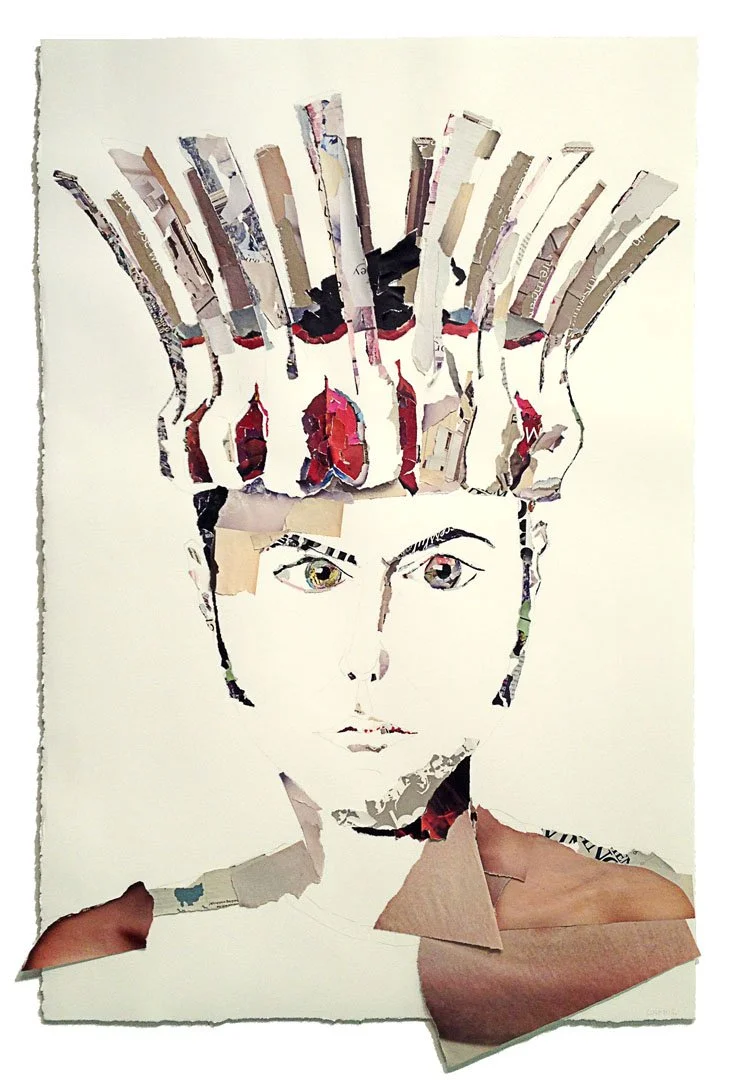    Crown Roast Self-portrait 1    2012  collage and pencil on watercolor paper  24×36” 