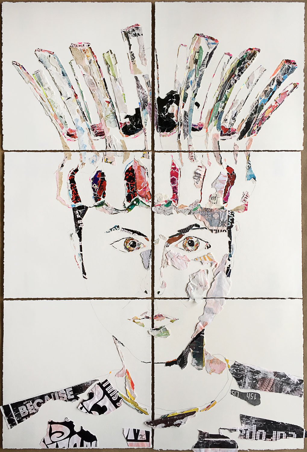    Crown Roast Self-portrait 4    2016  collage and pencil on watercolor paper  24×36” 