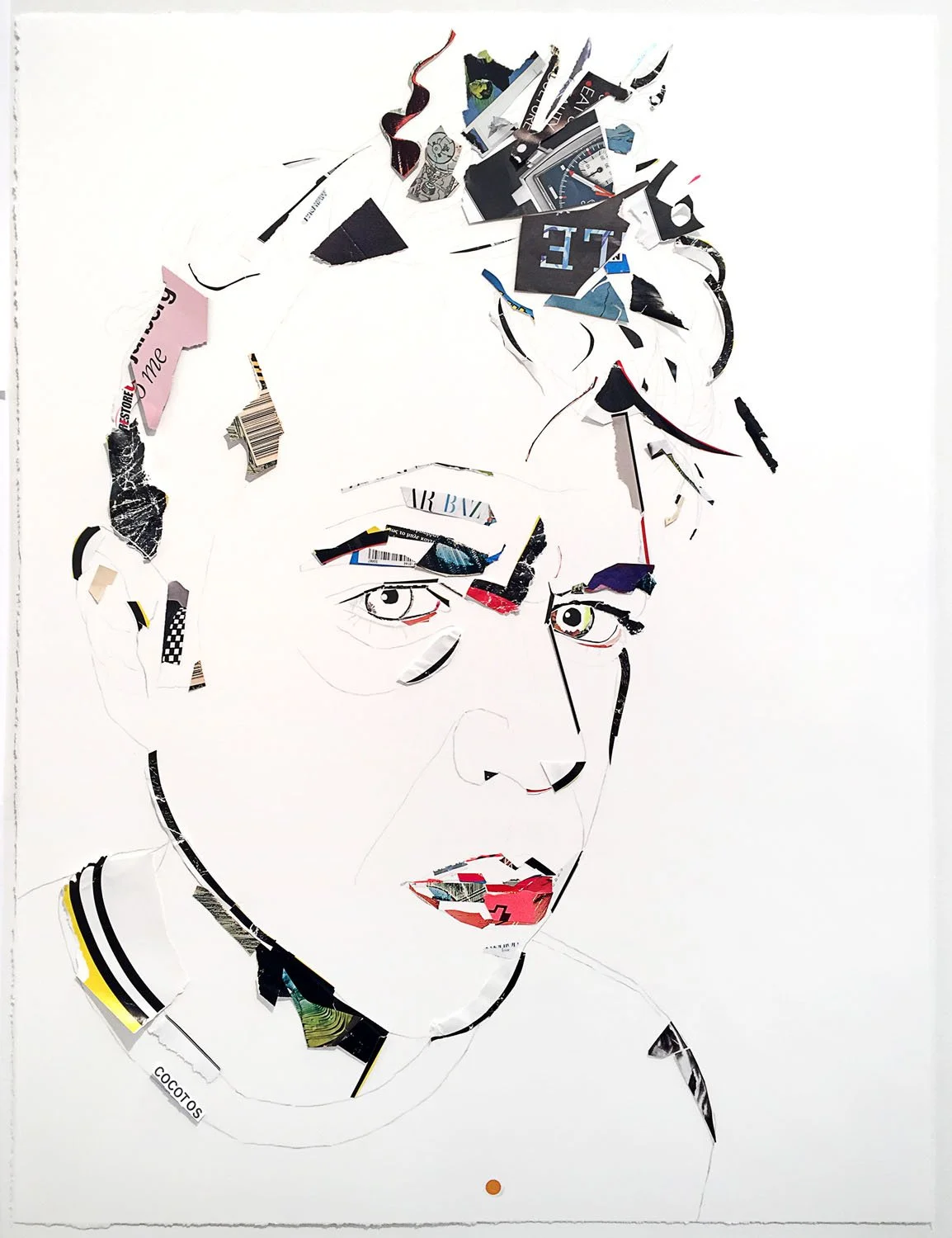    Covid Self-portrait 1.1    2020/2021  collage and pencil on watercolor paper  22×30” 