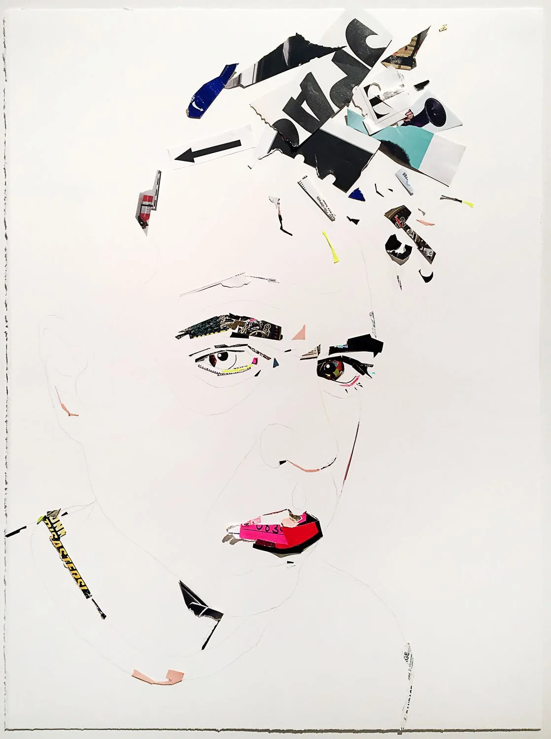    Covid Self-portrait 1.2    2020/2021  collage and pencil on watercolor paper  22×30” 