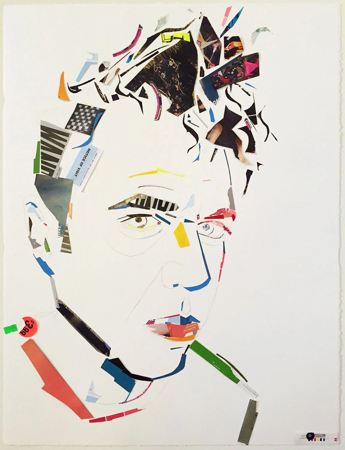    Covid Self-portrait 1.6    2020/2021  collage and pencil on watercolor paper  22×30” 