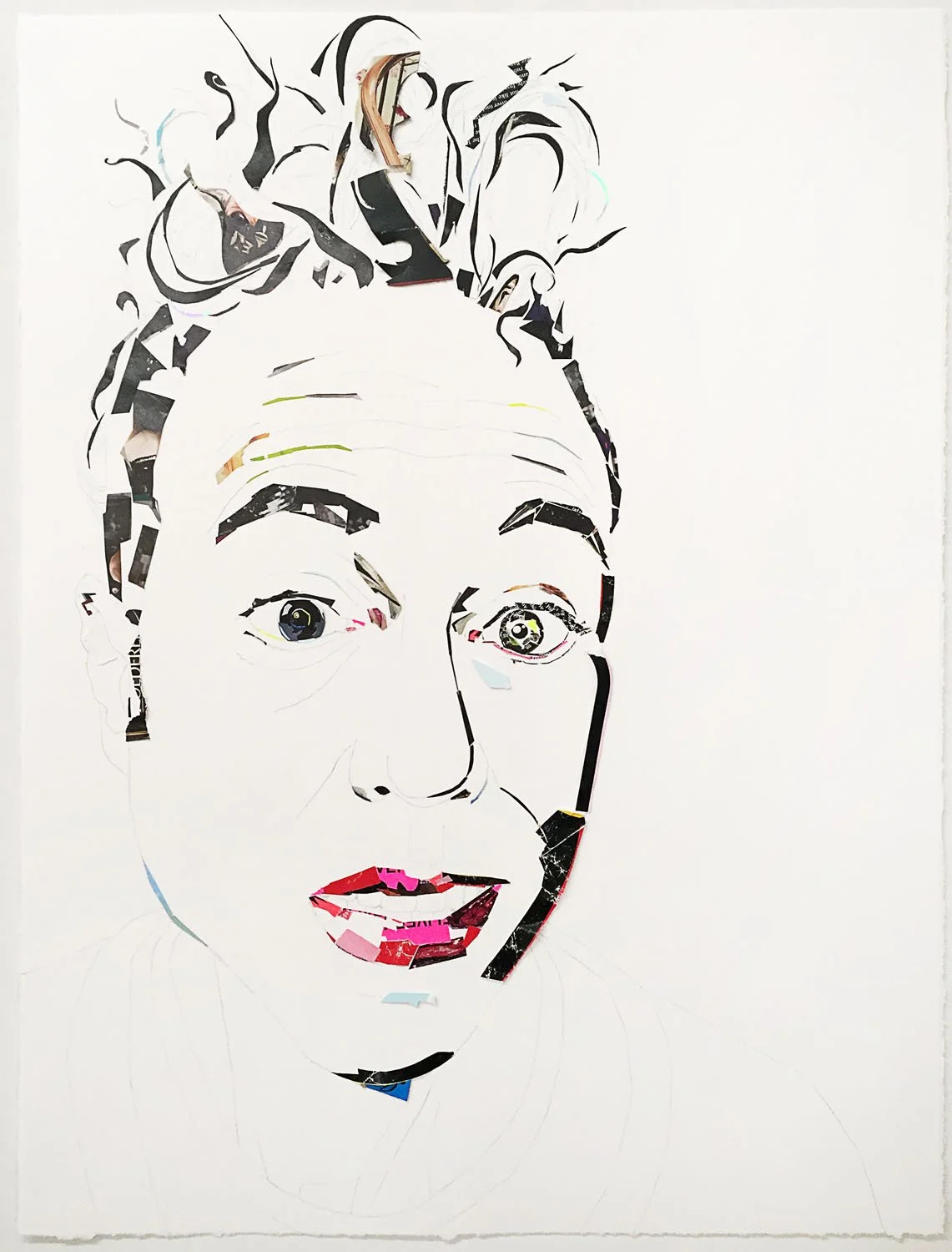    Covid Self-portrait 2.1    2021  collage and pencil on watercolor paper  22×30” 