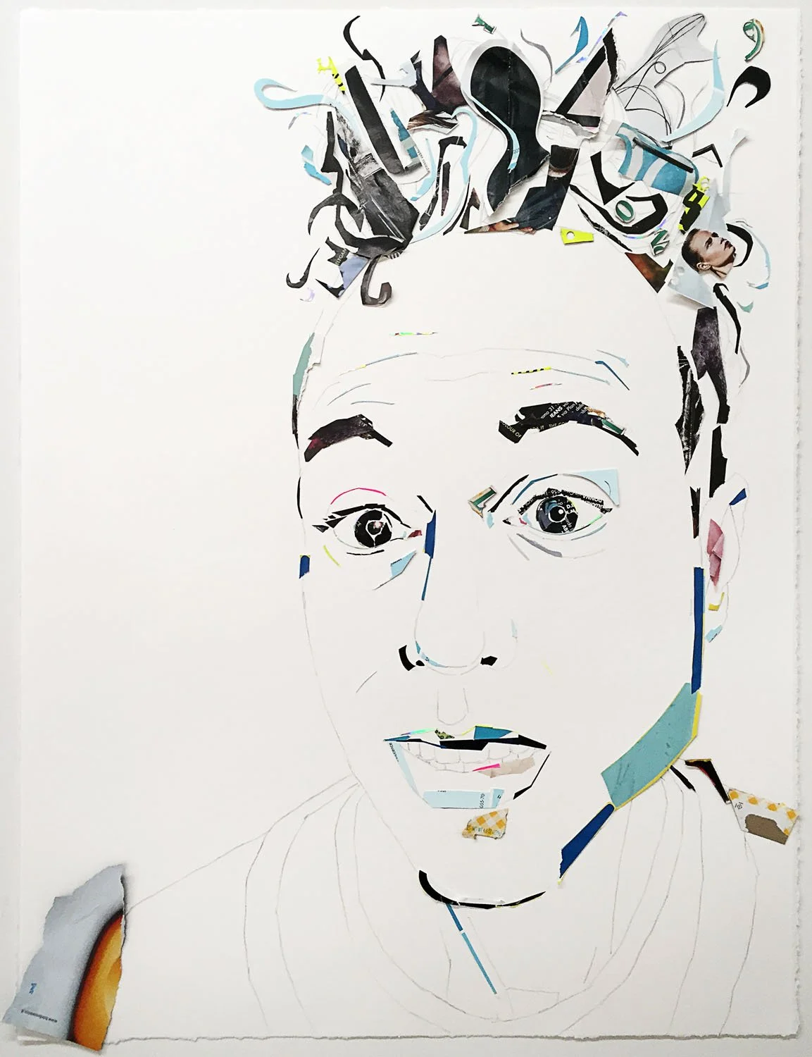    Covid Self-portrait 2.2    2021  collage and pencil on watercolor paper  22×30” 