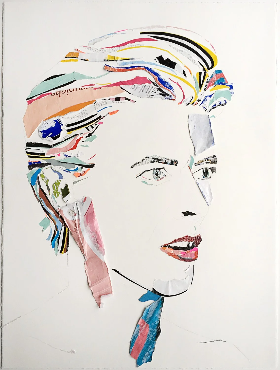    Bowie!    2018  collage and graphite on watercolor paper  22×30” 