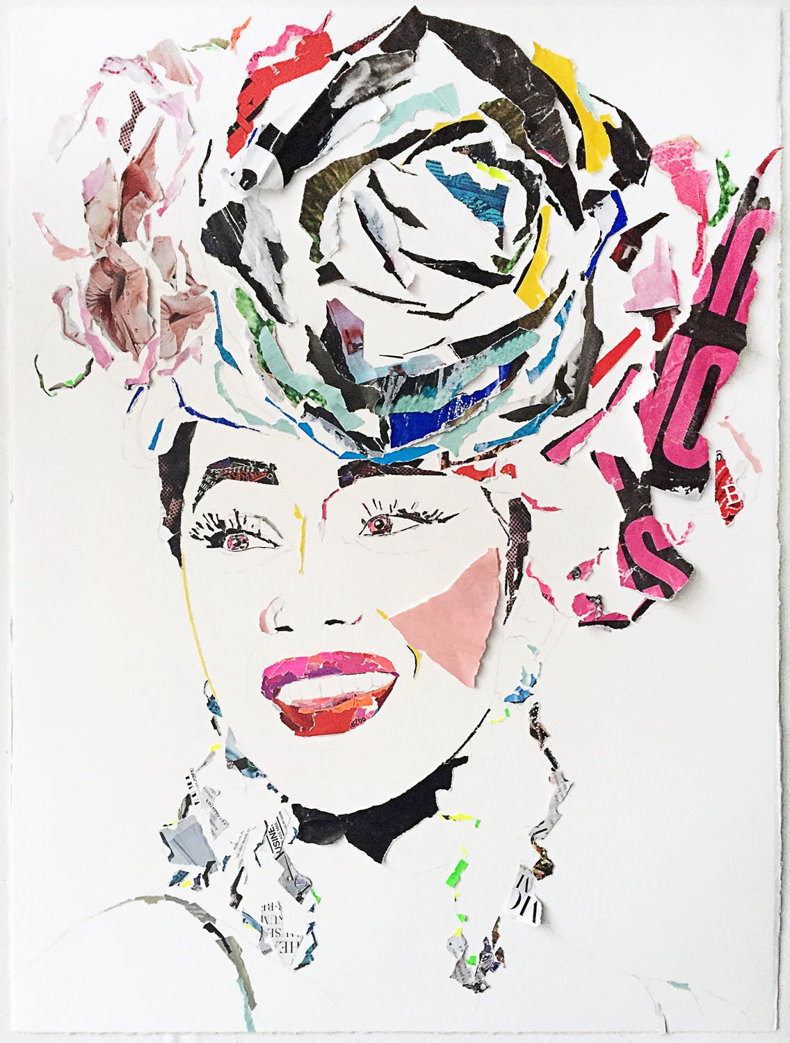    Cardi B    2018  collage and graphite on watercolor paper  22×30” 