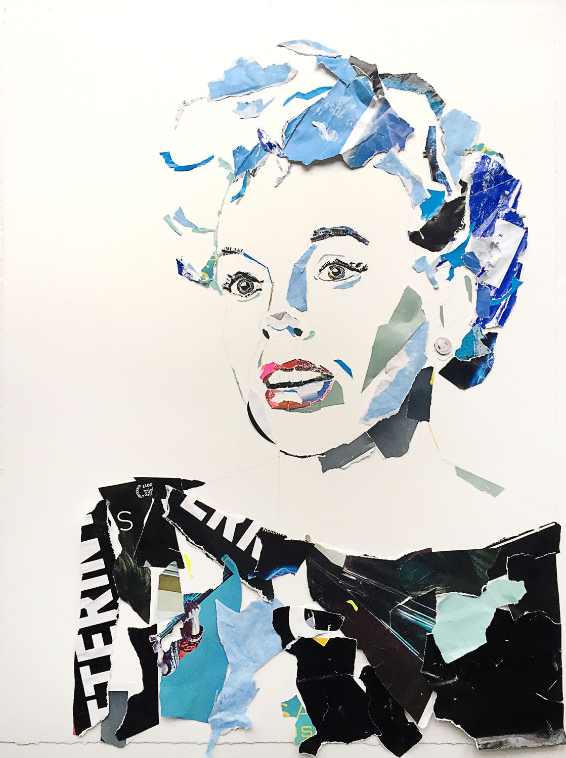    Judy Garland    2018  collage and graphite on watercolor paper  22×30” 