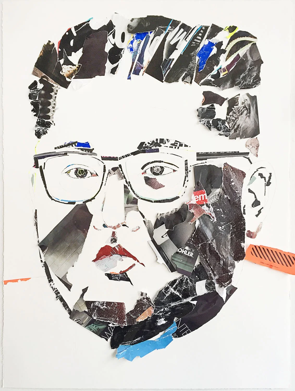    Kim Jong Un    2018  collage and graphite and watercolor paper  22×30” 