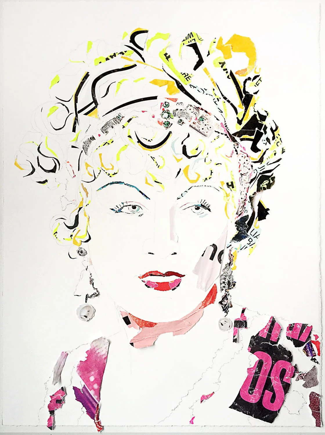   Mae West   2018  collage and graphite on watercolor paper  22×30” 