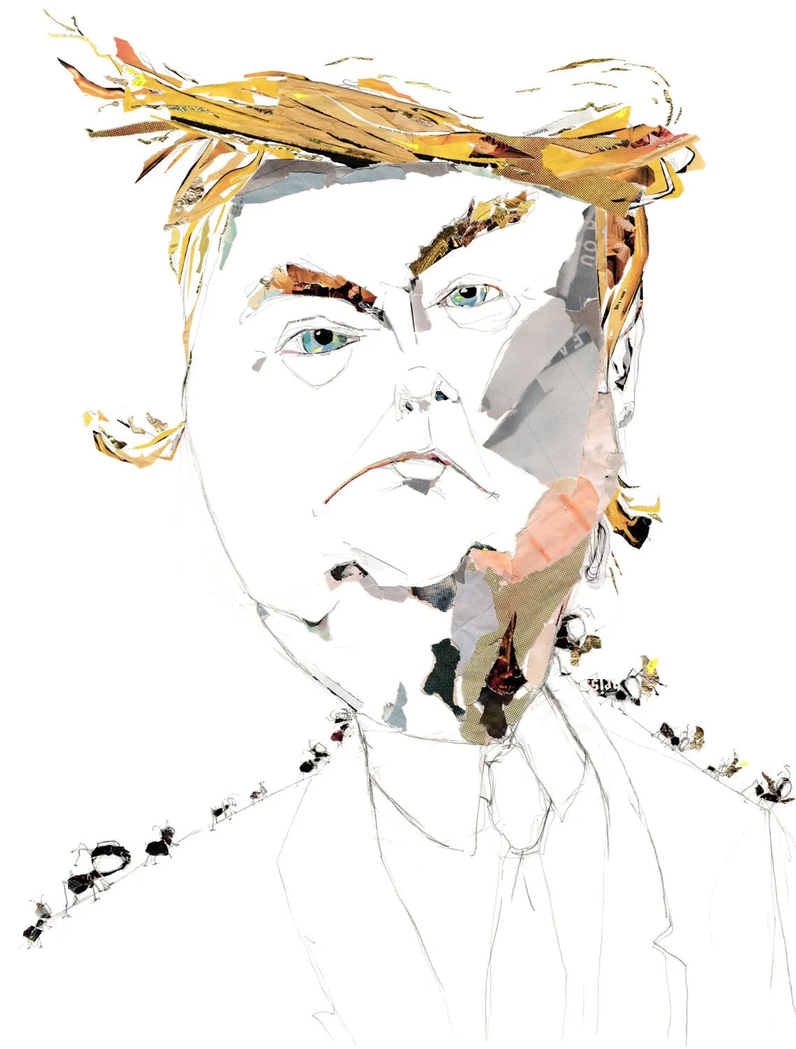    Fool’s Gold    2016  collage and graphite on watercolor paper  22×30” 