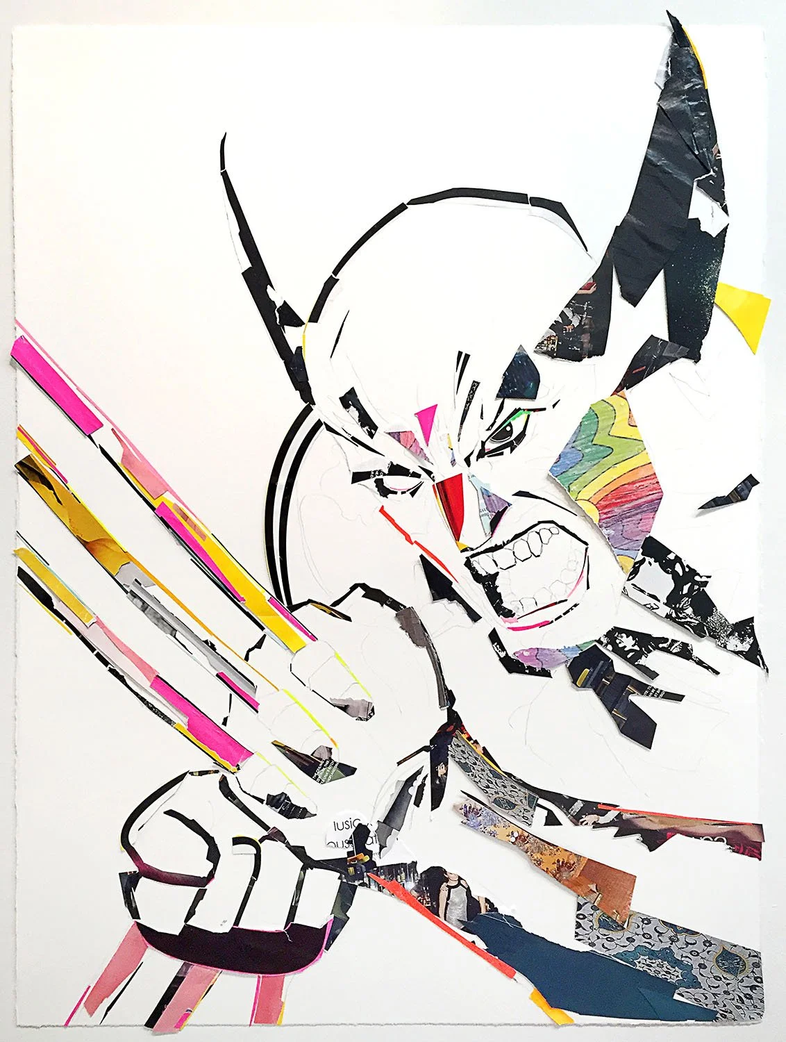    Wolverrine    2022  collage and graphite on watercolor paper  22×30” 