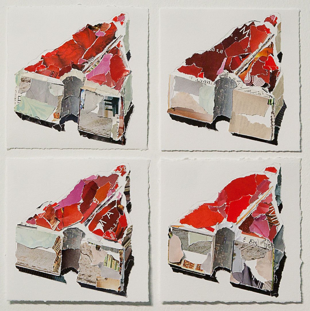T-bone series 2 2012 collage and pencil on watercolor paper 6×6” each
