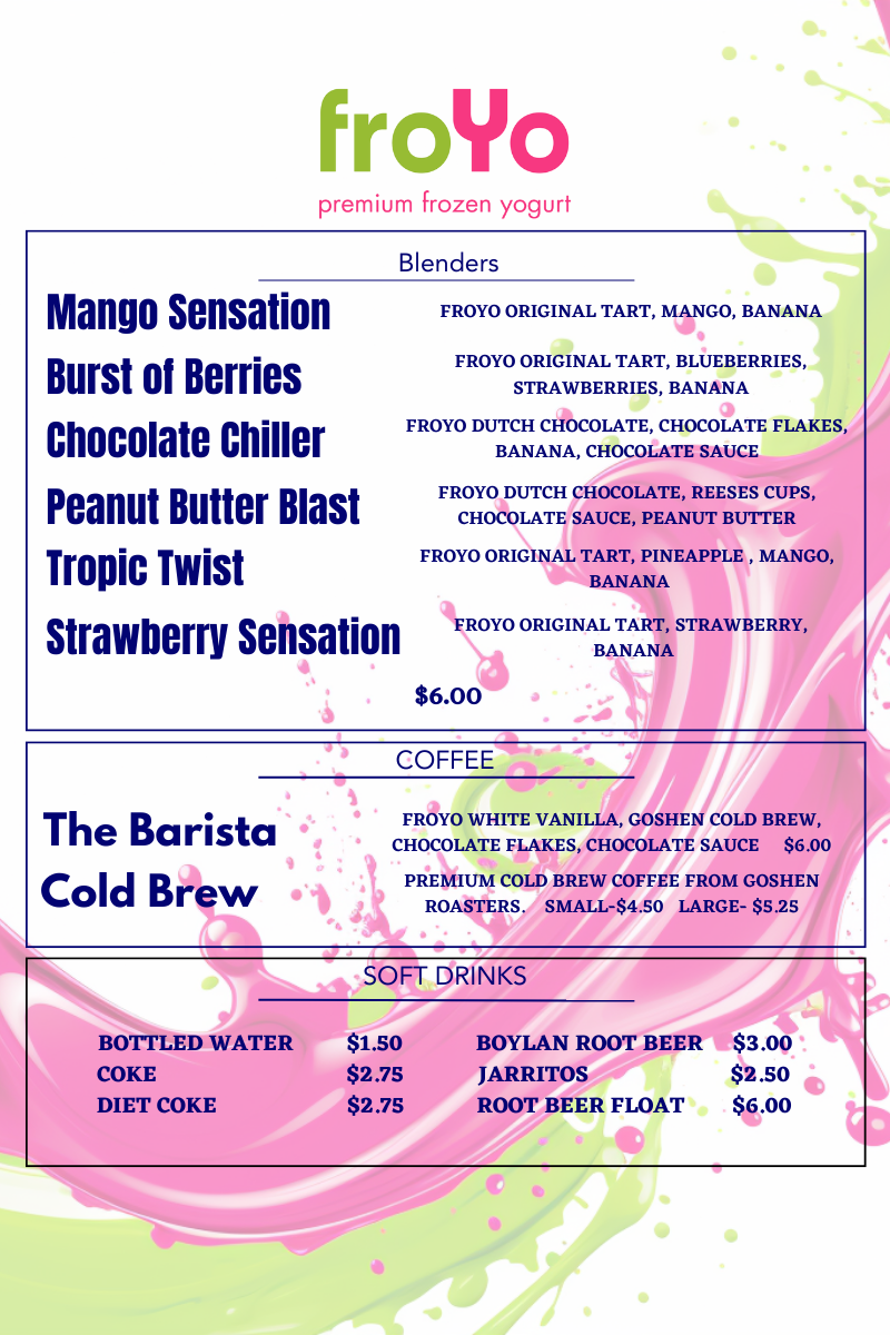 Fryo Menu Menu — froYo