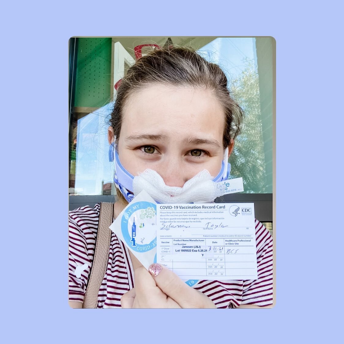 Just an hour after I got home from my surgery, my pharmacist called and said she had one dose leftover of the J&amp;J vaccine, and if I could get there before 4pm it was mine. So we loaded up the gauze and the pain medicine and drove 5 minutes to the