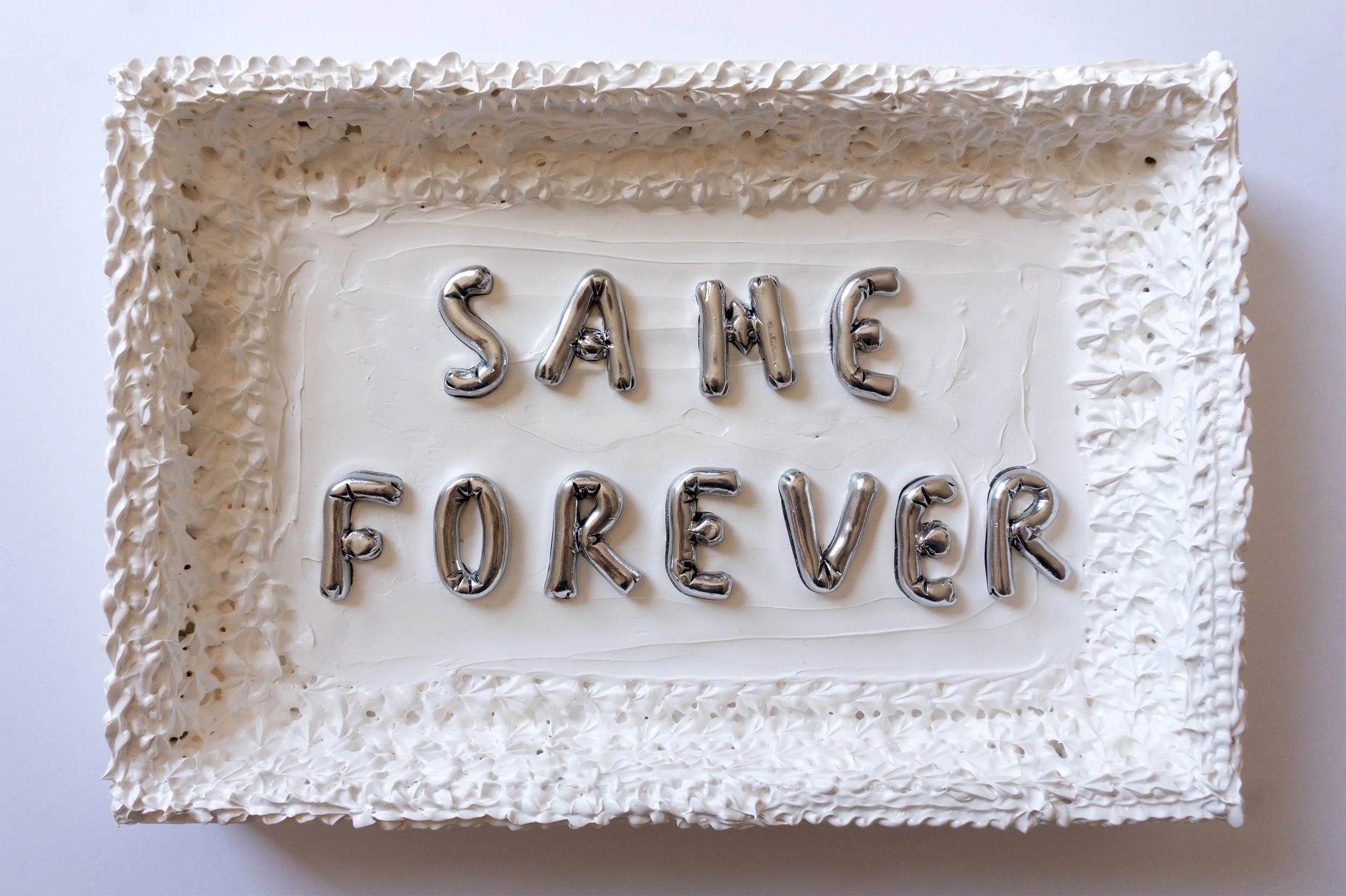 Wedding Season, 2025
Acrylic paint, chrome paint, baking soda, wood, polymer clay