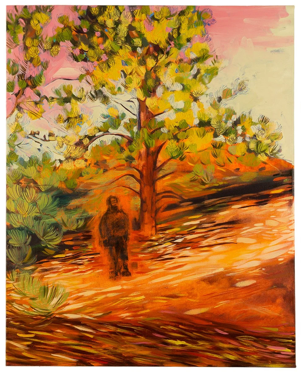 Damon's Ashes, 2025 - Oil, flashe and charcoal on polyester - 30"x24"