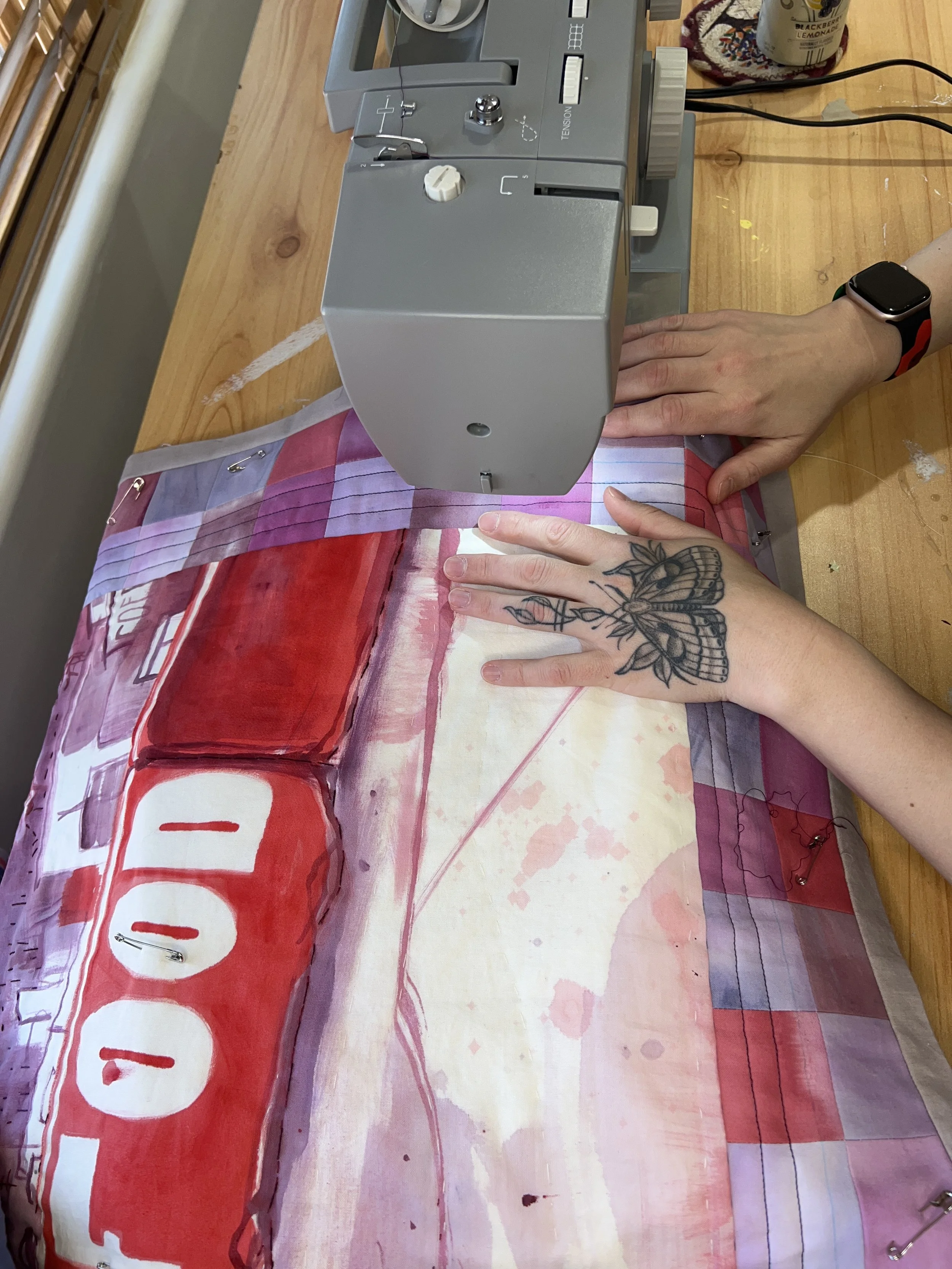Machine quilting the pieced edging