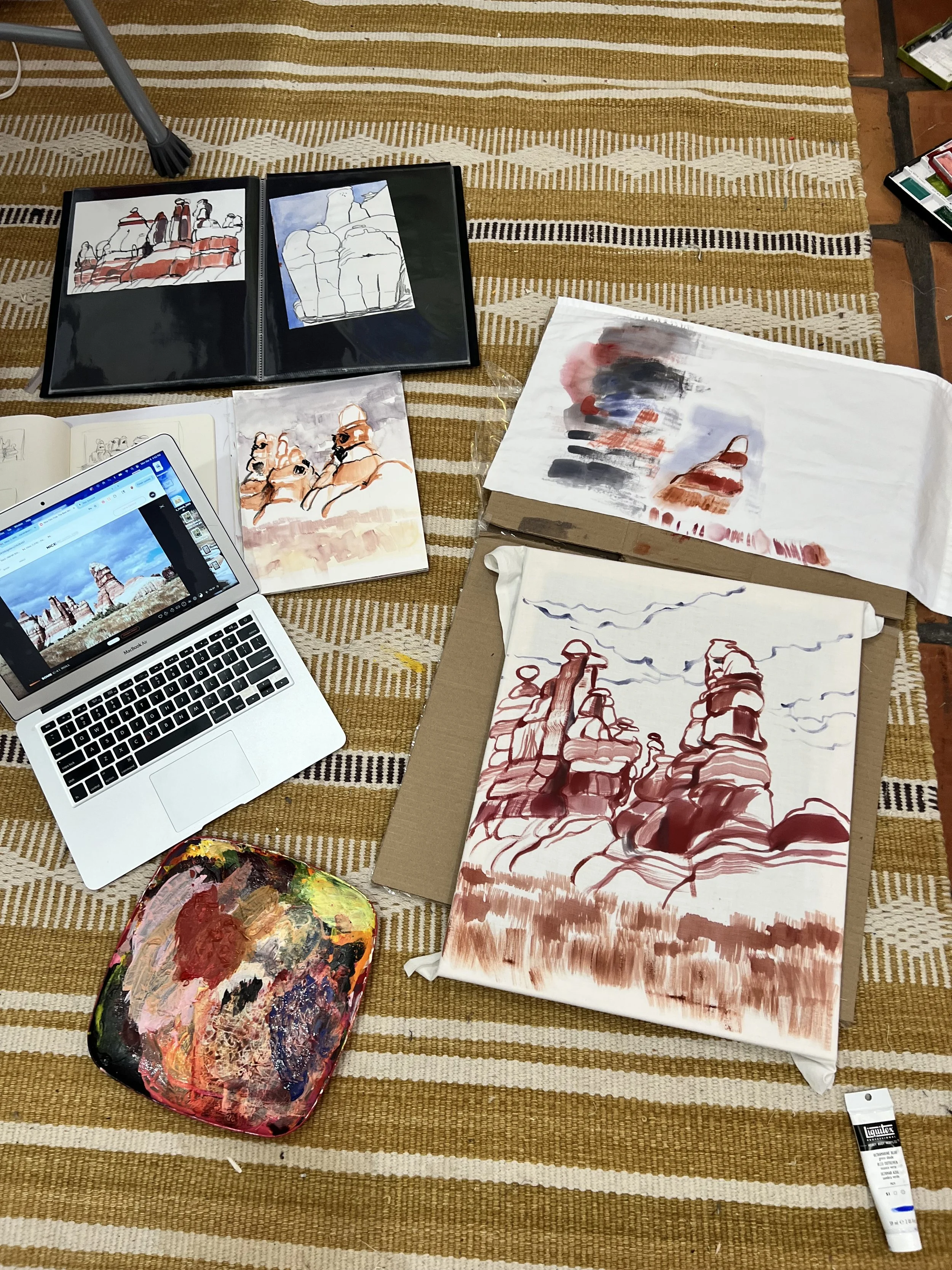 Drawing from plein air sketches and photos taken in Badlands National Park