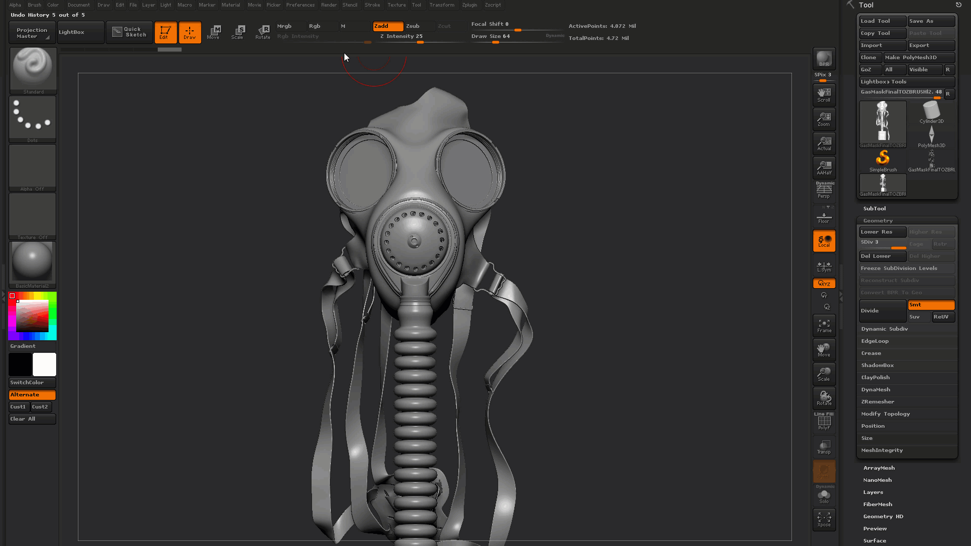 how to inverse a mask in zbrush