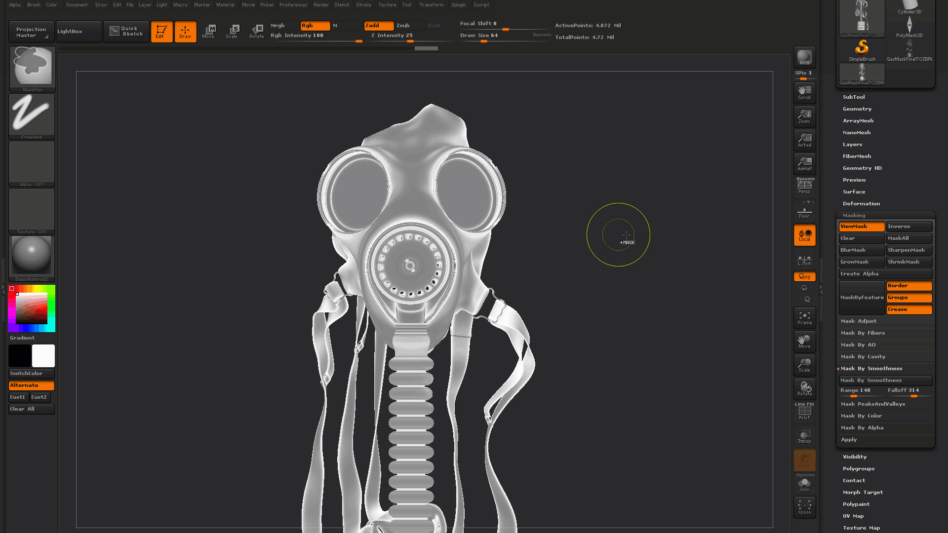 using textures to mask zbrush
