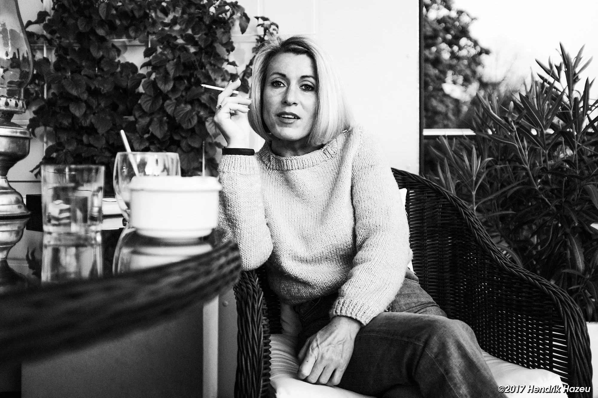 Relaxing on our Patio, with Fuji X100F, 23 mm / f2 @f2, 1/60 sec on ACROS-Y