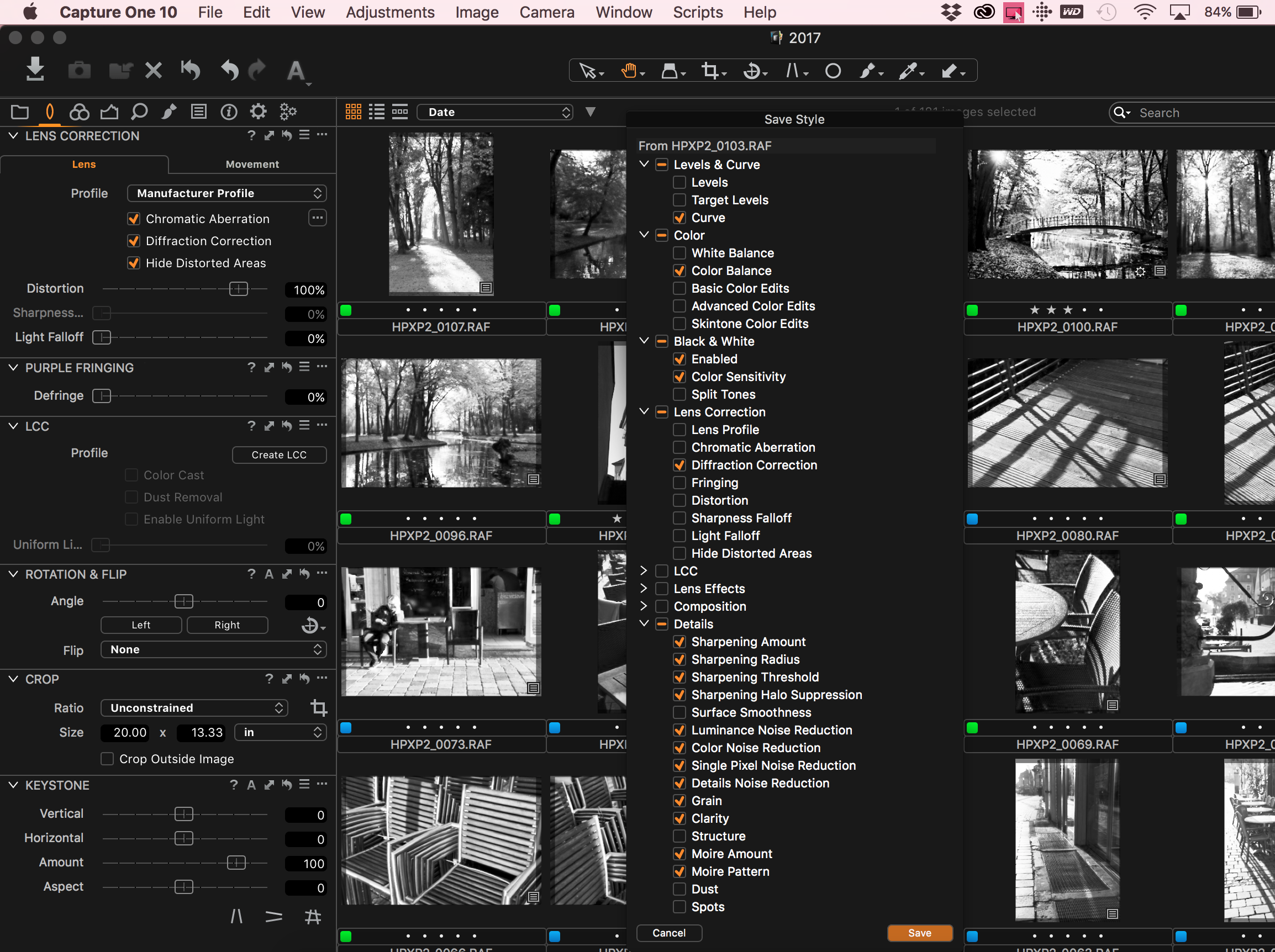 Deselect presets which are image dependent!