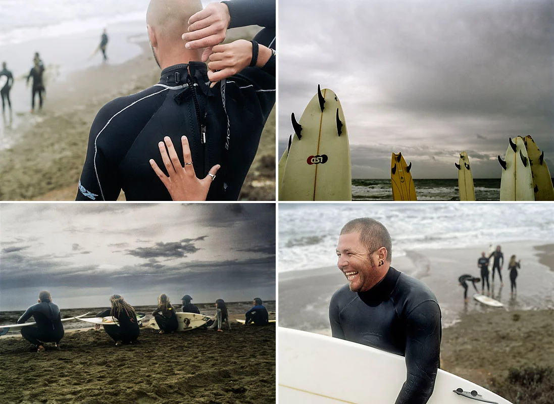Surfers on a stormy day, Spain