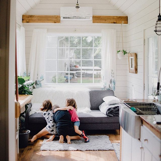 That one time we vacationed in a tiny house and the kids felt right at home. 😂 🏡 
#roughhousing #kids #siblings #siblingrivalry #tinyhouse