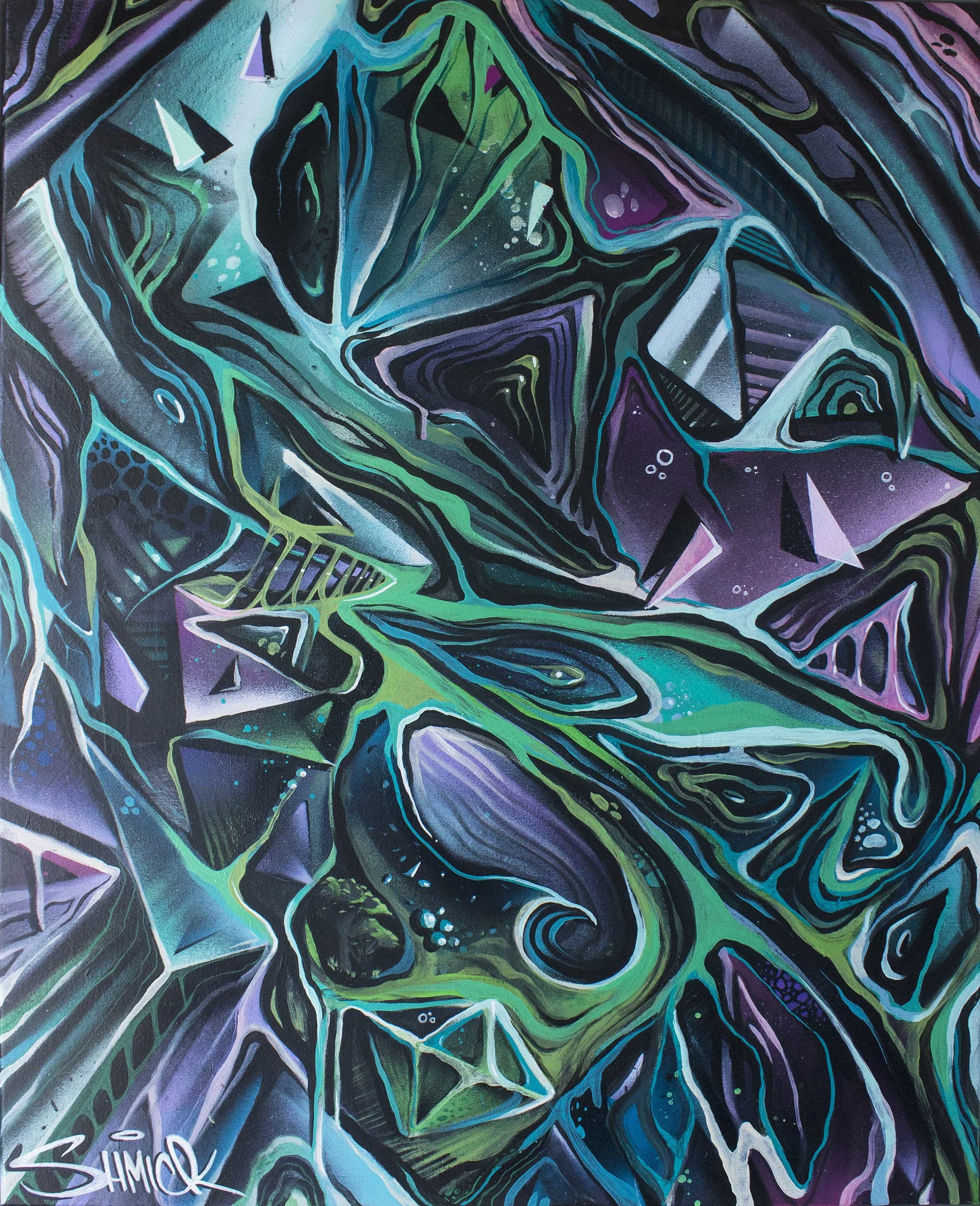 Abstract painting - spraypaint and acrylic on canvas