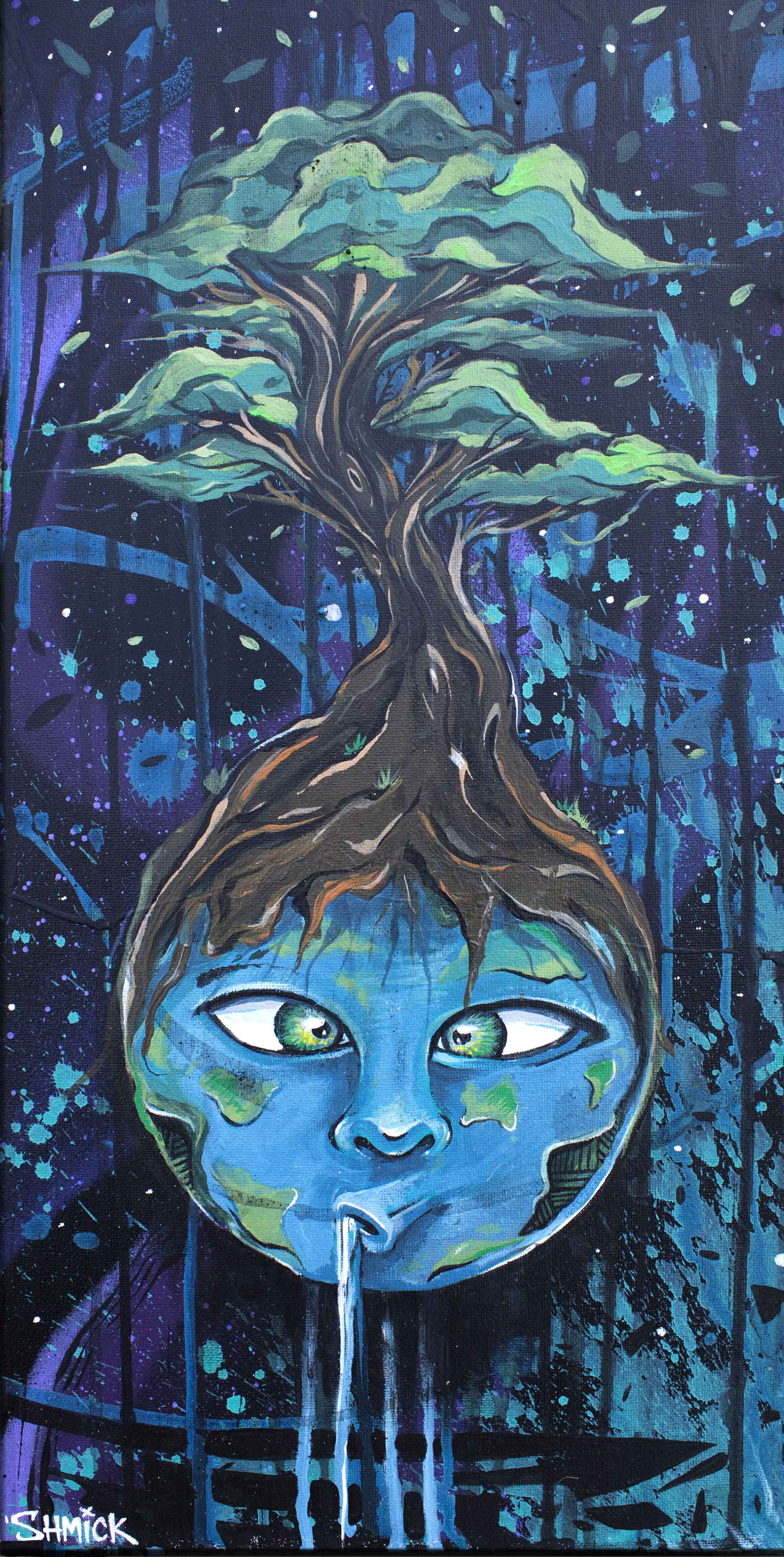 Acrylic and spraypaint on canvas