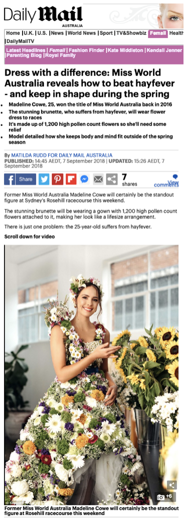 Zyrtec flower dress, Daily Mail, September 2018