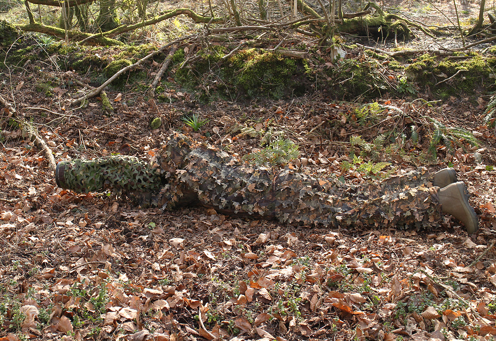 This is me demonstrating the effectiveness of the ghillie suit 